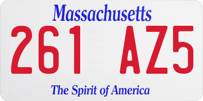MA license plate 261AZ5