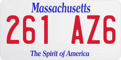 MA license plate 261AZ6