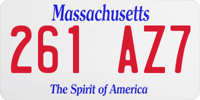 MA license plate 261AZ7