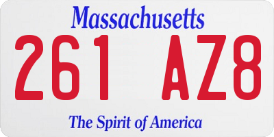 MA license plate 261AZ8