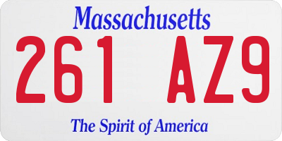 MA license plate 261AZ9