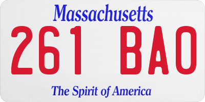 MA license plate 261BA0