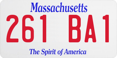 MA license plate 261BA1
