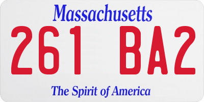 MA license plate 261BA2