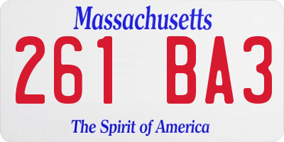 MA license plate 261BA3