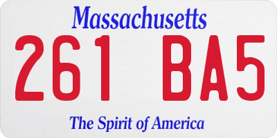 MA license plate 261BA5