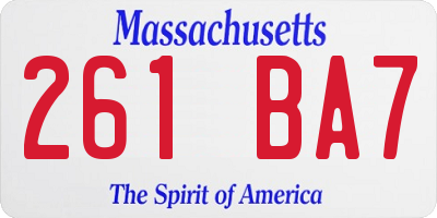 MA license plate 261BA7
