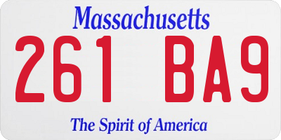 MA license plate 261BA9