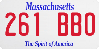 MA license plate 261BB0