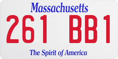 MA license plate 261BB1