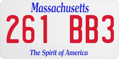 MA license plate 261BB3