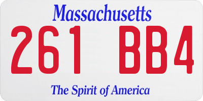 MA license plate 261BB4