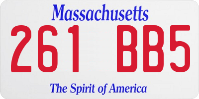 MA license plate 261BB5