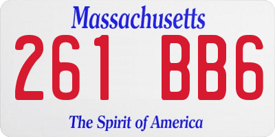 MA license plate 261BB6