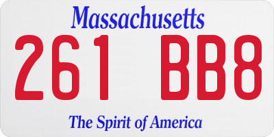 MA license plate 261BB8