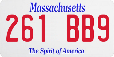 MA license plate 261BB9