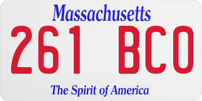 MA license plate 261BC0