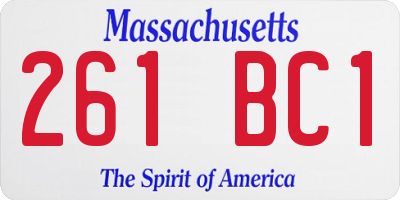 MA license plate 261BC1