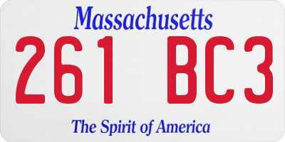 MA license plate 261BC3
