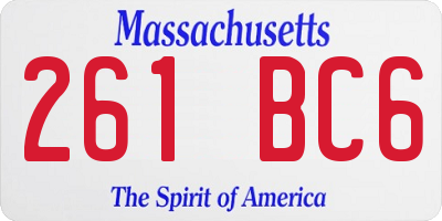 MA license plate 261BC6