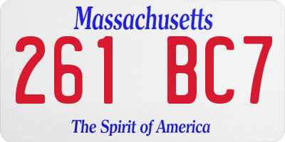 MA license plate 261BC7