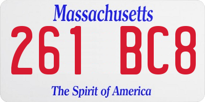 MA license plate 261BC8