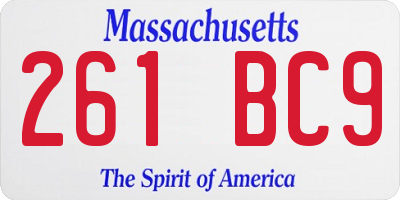 MA license plate 261BC9
