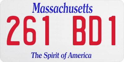 MA license plate 261BD1