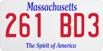 MA license plate 261BD3