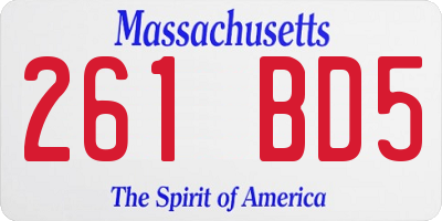 MA license plate 261BD5