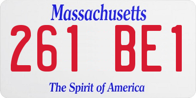 MA license plate 261BE1