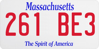 MA license plate 261BE3