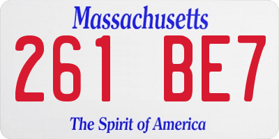 MA license plate 261BE7