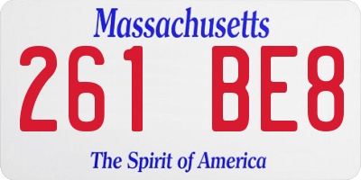MA license plate 261BE8
