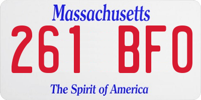 MA license plate 261BF0