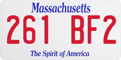 MA license plate 261BF2