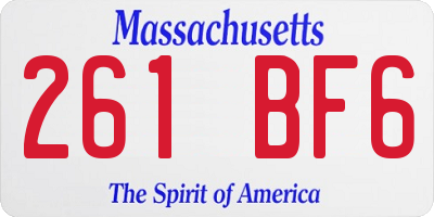 MA license plate 261BF6