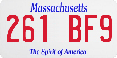 MA license plate 261BF9