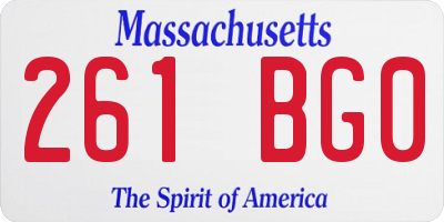 MA license plate 261BG0