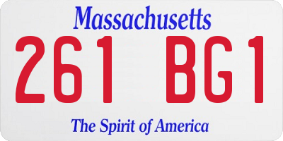 MA license plate 261BG1