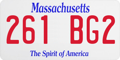 MA license plate 261BG2