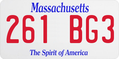 MA license plate 261BG3