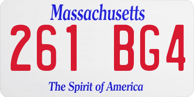 MA license plate 261BG4