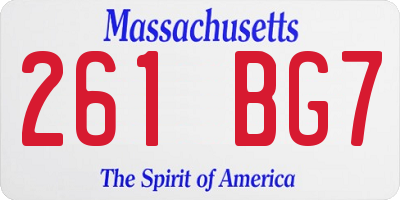 MA license plate 261BG7