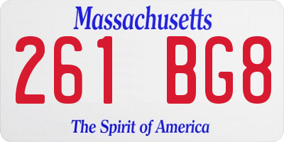 MA license plate 261BG8
