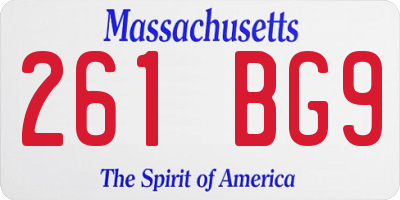 MA license plate 261BG9