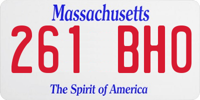 MA license plate 261BH0