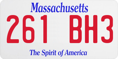 MA license plate 261BH3