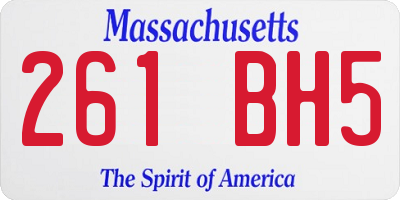 MA license plate 261BH5