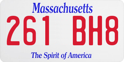 MA license plate 261BH8